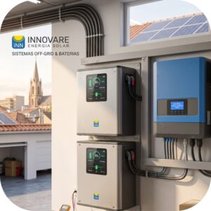 Instalação de inversor híbrido e banco de baterias de lítio para energia solar em Santa Cruz do Sul
